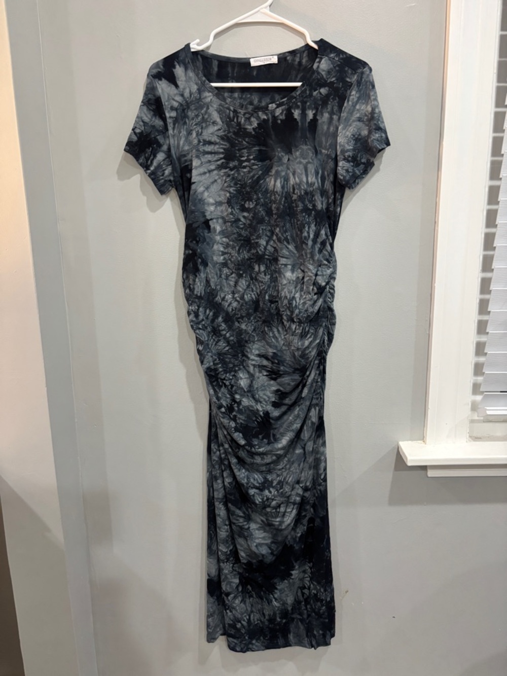 Maternity Tie Dye Bodycon midi Dress short sleeve medium maternity dress